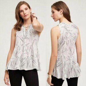 Floreat Anthropologie Anafa Tiered Tank Top Printed Sleeveless M New
